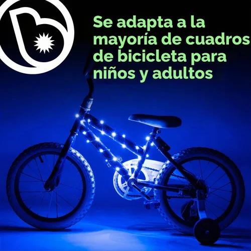 Vista 4 de Brightz CosmicBrightz - Cuerda de luz LED para marco de bicicleta, cuerda de 6.5 pies, funciona con pilas con interruptor de encendido/apagado, Azul