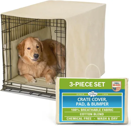 Vista 9 de Pet Dreams El juego de 3 piezas incluye funda para jaula de perro, alfombrilla para perro y almohadilla protectora. Ropa de cama lavable para Gris