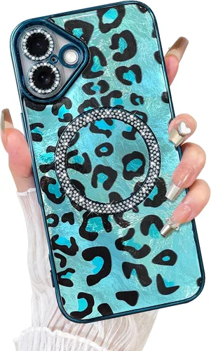Vista 22 de Fiyart Diseñado para iPhone 16 Pro Max, Funda Compatible con MagSafe, Estampado de Guepardo, Placa de Protección de Cámara, Magnético, Brillante