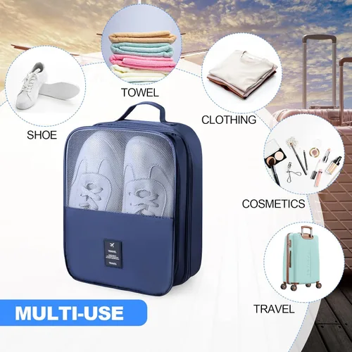 Vista 6 de 2 bolsas de zapatos para viaje con capacidad para 3 pares de zapatos, bolsa de zapatos de viaje para empacar cubos de zapatos portátiles para viajes