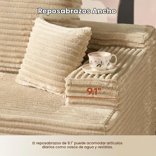 Vista 9 de ovios Sofá seccional Cloud de 96 pulgadas con chaise en forma de L, sofá modular moderno con asiento profundo, sofás tapizados para sala de estar