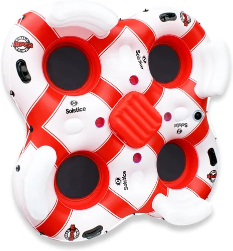 Vista 8 de Solstice Inflatable Tube Float – Heavy-Duty Material with Grab Handles for Pool, Lake & River – Compact with Mesh Base, Cupholders, & Rope – Cooler