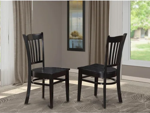 Vista 2 de East West Furniture GRC-BLK-W Groton - Sillas de comedor con respaldo de listones, sillas de cocina, juego de 2, color negro