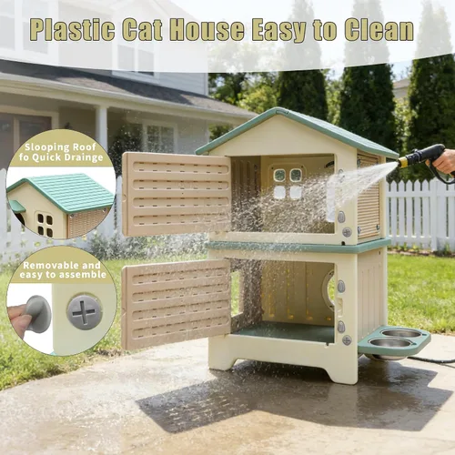 Vista 6 de Casa aislada para gatos al aire libre con forro