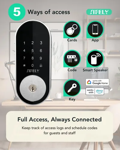 Vista 2 de Cerradura inteligente de entrada sin llave con teclado, control de aplicación y bloqueo automático para el hogar, Airbnb y alquiler, más de 150