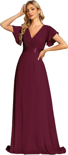 Vista 40 de Ever-Pretty Vestidos formales de mujer para madre de la novia, de manga corta, de chifón, con cintura imperio, de largo hasta el suelo, para dama