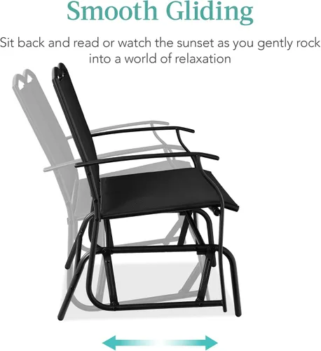 Vista 4 de Best Choice Products Columpio Deslizante de Patio Exterior para 2 Personas, Banco Loveseat Mecedor de Acero para Terraza, Porche con Tela Textilene