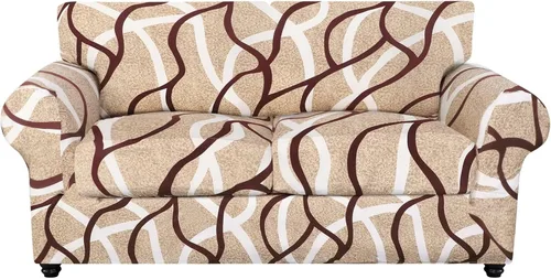 Vista 65 de SearchI Funda elástica para sofá, funda para sillón de 2 piezas con funda de cojín separada para silla, protector de muebles lavable para sala