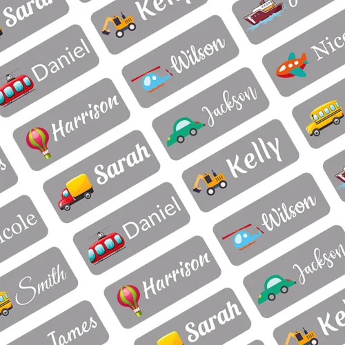Vista 9 de 100 etiquetas adhesivas de nombre personalizadas para niños, suministros escolares, etiquetas de nombre para botellas de agua de guardería