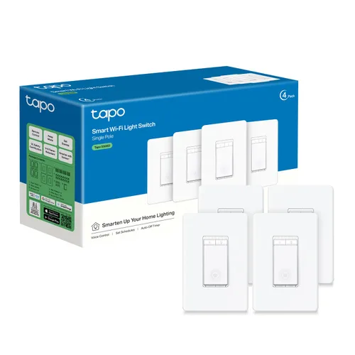 Vista 8 de TP-Link Tapo Interruptor de atenuador inteligente, un solo polo, requiere cable neutro, interruptor de luz Wi-Fi de 2,4GHz compatible con Alexa