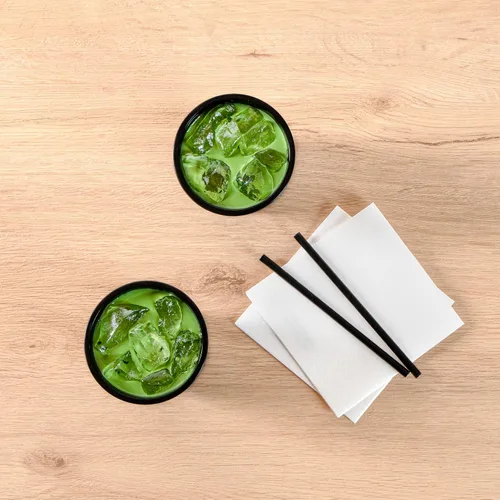 Vista 5 de Restaurantware -Bev Tek Vasos de plástico de 12 onzas, 100 vasos desechables para bebidas – Las tapas se venden por separado, sirven bebidas Negro