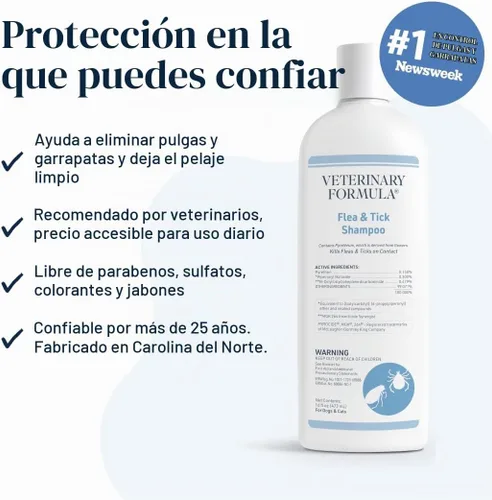 Vista 5 de Veterinary Formula Champú para pulgas y garrapatas para perros y gatos, 16
