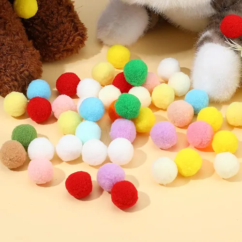 Vista 7 de 100 bolas de juguete para gatos, bolas interactivas de felpa suave de 1 pulgada para gatos peludos gatitos, juguete silencioso para gatos y mascotas