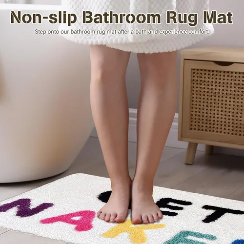 Vista 4 de Alfombra de baño con diseño de Get Naked de 19.7 x 31.5 pulgadas, tapete de baño antideslizante, bonito tapete absorbente para bañera, suave