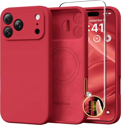 Vista 31 de GolbinBox Funda magnética para iPhone 17, compatible con MagSafe, cubierta de silicona integrada para control de cámara, funda de silicona líquida a