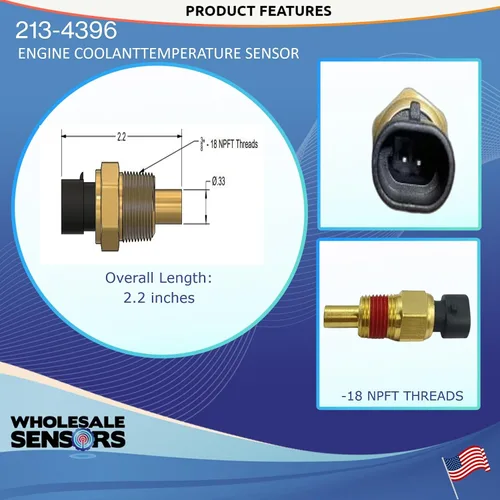 Vista 3 de Sensor profesional de temperatura del refrigerante del motor del reemplazo 213-4396 garantía de 12 meses