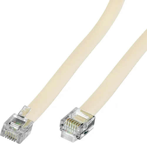 Vista 10 de Cable de extensión de teléfono modular RJ11 6P4C Cable de línea de cable de teléfono (7 pies, beige) (33201)