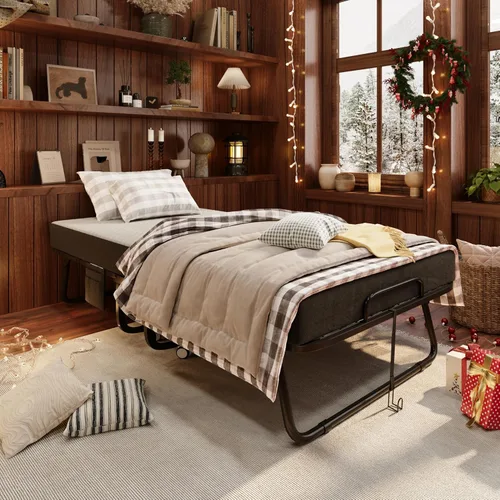 Vista 2 de VERMESS Cama plegable con colchón de espuma viscoelástica de 5 pulgadas, cama plegable de 75 x 32 pulgadas con marco de metal resistente sobre