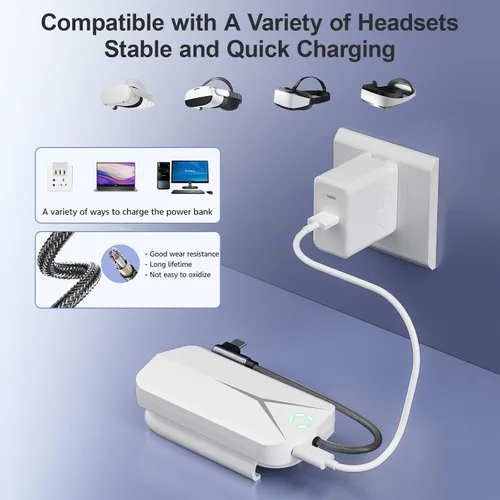 Vista 6 de Battery Pack for Oculus Quest 2, Accessories for Oculus Quest 2 Headset, 5000mAh Extended Power Compatible with Meta Quest 2 Oculus Original Strap
