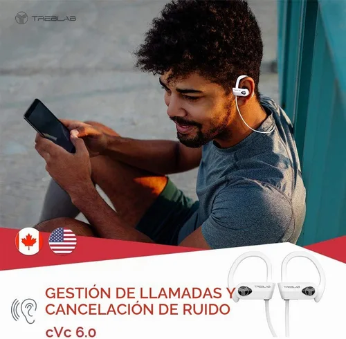 Vista 3 de Auriculares con Bluetooth de Treblab XR500, mejores auriculares inalámbrico para deportes, correr o el gimnasio. Versión actualizada 2017.