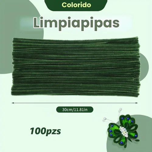 Vista 2 de ZXIIXZ Limpiapipas, 100 limpiadores de tuberías verdes a granel para hacer flores
