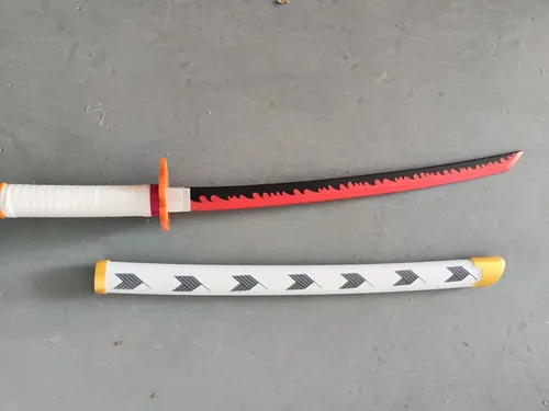Vista 9 de Espadas de cosplay Agatsuma Zenitsu Samurai, espada Katana, espada de juguete de plástico para juego de disfraces, Halloween, cosplay, regalo, 4030