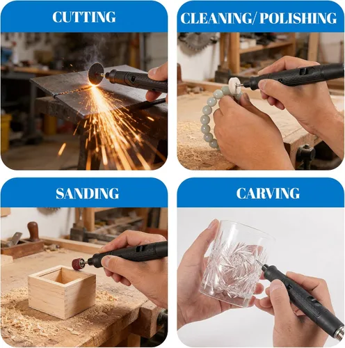 Vista 5 de Flex Eje Rotatorio Herramienta Accesorio Agarre Comodidad 36" Cable Largo and Mini Sander for Detail Metal Engraving, Wood Carving, Jewelry