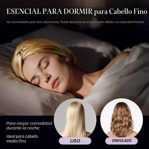 Vista 3 de OLESILK - Gorro de seda para dormir para mujeres: 100% seda de morera de 22 momme, ajuste ajustable para el cuidado del cabello nocturno, sin Negro