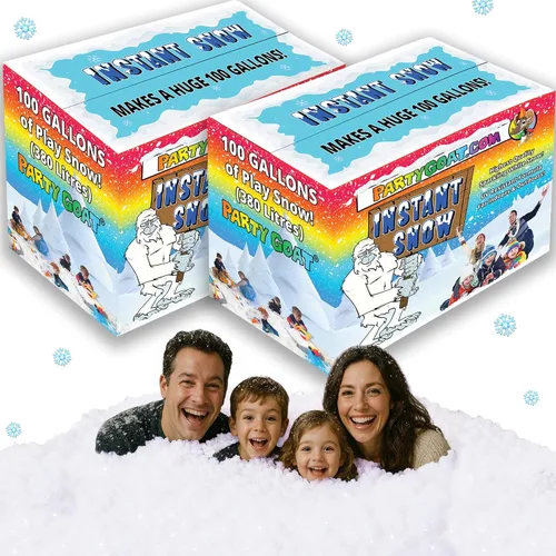 Vista 10 de PARTY GOAT Polvo de nieve instantáneo para juegos y decoración sensoriales. 18 onzas hace 7 galones de nieve falsa. Hasta 400 bolas de nieve