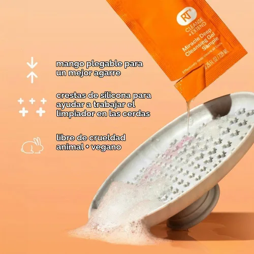 Vista 3 de Real Techniques Miracle Brush - Paleta limpiadora de brochas de maquillaje para limpieza profunda, uso con champú de brochas de maquillaje, crestas