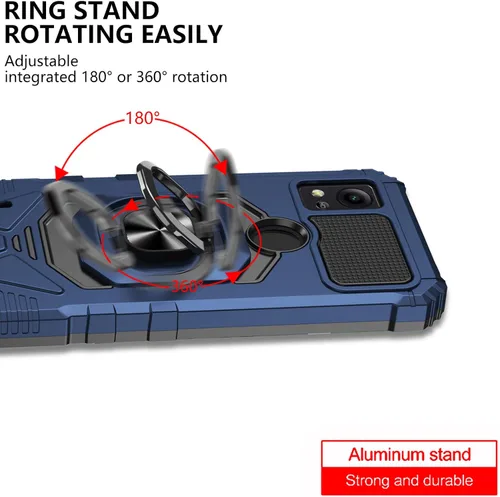 Vista 4 de Ailiber AT&T Motivate 4 Funda para teléfono con protector de pantalla, soporte de anillo para soporte magnético de automóvil, grado militar
