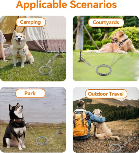 Vista 7 de Estaca de amarre para perros, estaca de correa resistente para perros grandes de hasta 210 libras, anclaje de suelo para cable de perro, correa