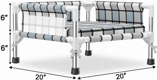 Vista 4 de Cama elevada para perros con barandilla y cojín, cama elevada para perros de 3 vallas