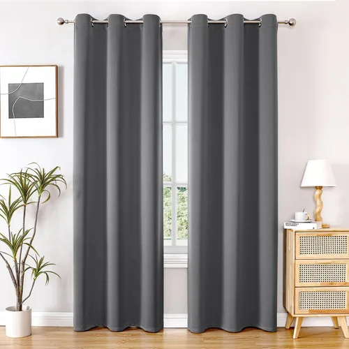 Vista 30 de ChrisDowa - Cortinas cortas para ventana de 40 pulgadas para dormitorio - Cortinas cortas con ojales y aislamiento térmico para oscurecer