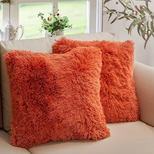 Vista 17 de Cheer Collection Almohadas Decorativas para Sofá y Cama, Almohadas Decorativas Suaves de Pelo Largo con Rellenos Incluidos, Acogedoras Almohadas