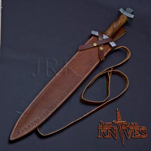Vista 6 de Edición especial de EE. UU.: Hoja de acero de Damasco por encargo de 24 ", espada de daga ranurada de sangre doble (JRK72)