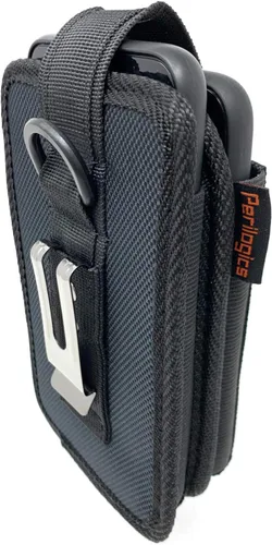 Vista 9 de Funda de nailon con doble bolsillo para teléfono. Bolsa con clip para cinturón con cierre de hebilla ajustable de liberación rápida. Lleva dos