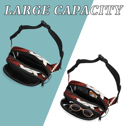 Vista 4 de Riñonera de fútbol americano para hombres y mujeres, bolsa cruzada de fútbol con correa ajustable, bolsa impermeable para viajes, caminar, correr
