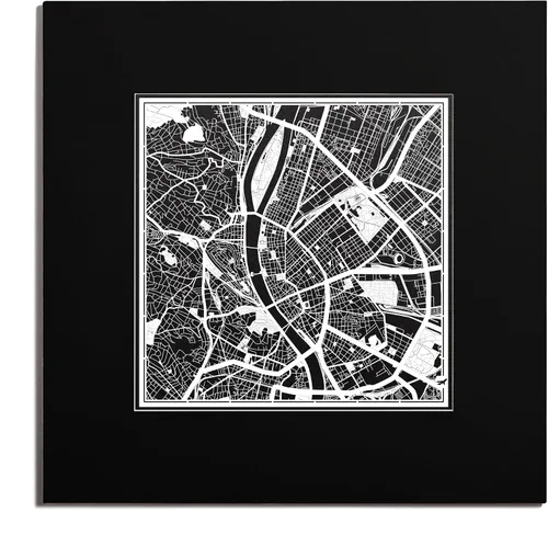 Vista 102 de O3 Design Studio Mapa de corte de papel de París, color negro mate, 20 x 20 pulgadas, arte en papel