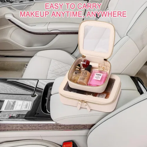 Vista 6 de Pinkmik Pequeña bolsa de maquillaje, mini estuche transparente para maquillaje y neceser con cremallera, organizador de bolsos para mujer
