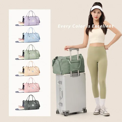 Vista 6 de Bolsa de gimnasio para hombres con compartimento para zapatos y bolsillo húmedo, mochila deportiva para natación, yoga, bolsa de viaje impermeable