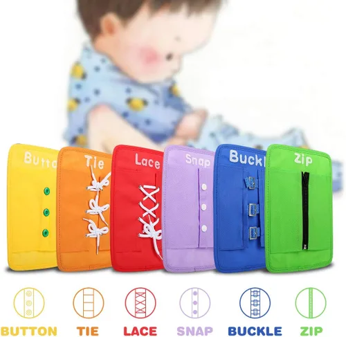 Vista 3 de YHZAN Tabla de Aprendizaje para Atar Zapatos Montessori, Tablero Sensorial Móvil, Tablero de Habilidades de la Vida para Terapia de Viaje