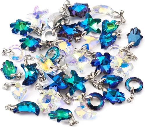Vista 16 de Cheriswelry 96 dijes de cristal de mariposa transparente facetados, colgantes de corazón de amor, adornos colgantes de 51.732 in para hacer aretes