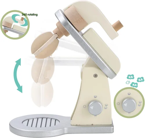 Vista 4 de Giant bean Mezclador de juguetes de madera, accesorios de cocina para niños, licuadora de juguete de simulación para niños y niñas a partir de 3 años