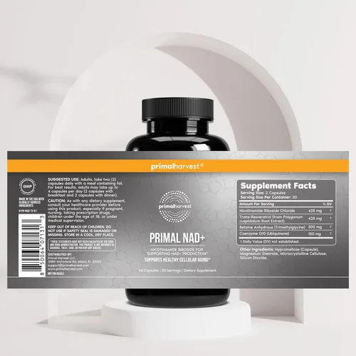 Vista 4 de Primal Harvest Rutina diaria de dos pasos NAD+ + Sleep Paquete de 2 Suministro para 30 días