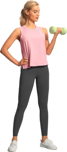 Vista 6 de Hiverlay Workout Tank Tops for Women Sleeveless Athletic Cropped Tank Top Sports Gym Muscle Running Shirts