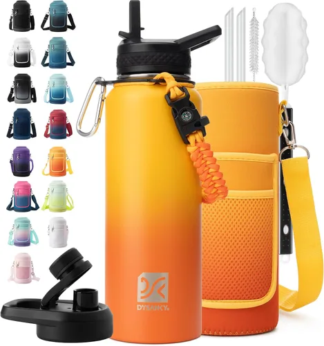 Vista 27 de DYSANKY Botella de agua aislada de 32 onzas, metal al vacío de acero inoxidable grueso, jarra de agua deportiva portátil para gimnasio y senderismo