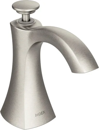 Vista 8 de Moen S3948C Dispensador de jabón de cocina de transición montado en la cubierta con botella recargable sobre el fregadero, cromado