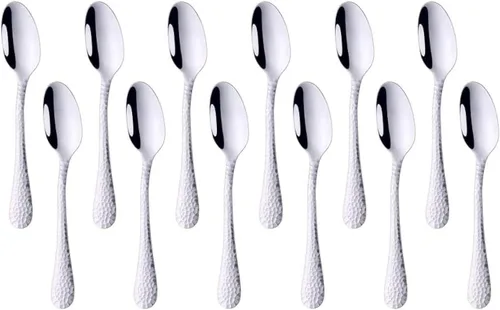 Vista 11 de 12 cuchillos de mantequilla de acero inoxidable con superficie martillada, esparcidores de queso/mantequilla, cuchillos para untar, queso