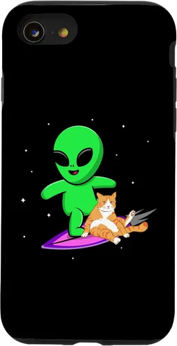 Vista 13 de iPhone 12/12 Pro Alien cat ufo extraterrestrial space ship for men gift funny Case